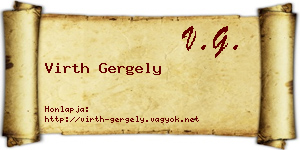 Virth Gergely névjegykártya